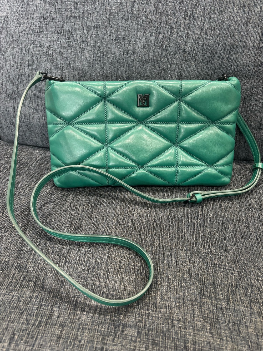 MCM Quilted Teal Leather Crossbody Bag